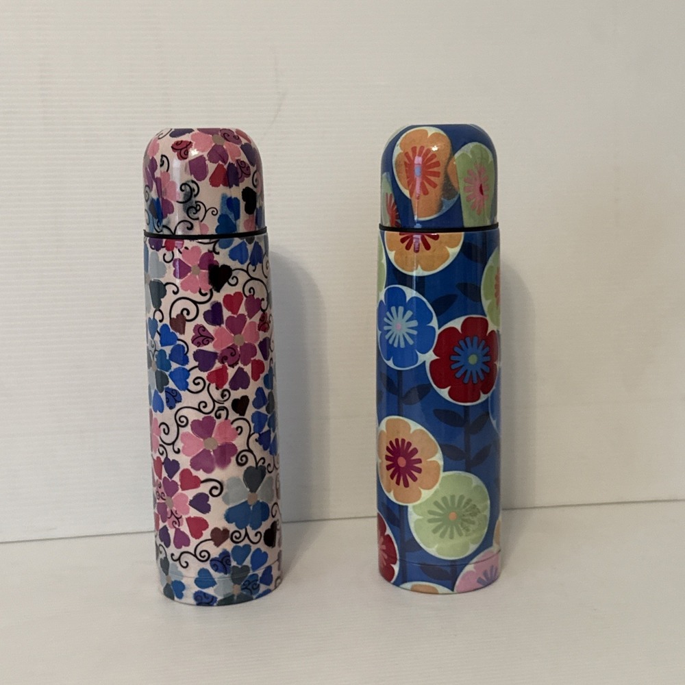 Set Of 2 Brighton Bev To Go Flask Tumbler Stainless Steel 17 fl oz Bright Floral